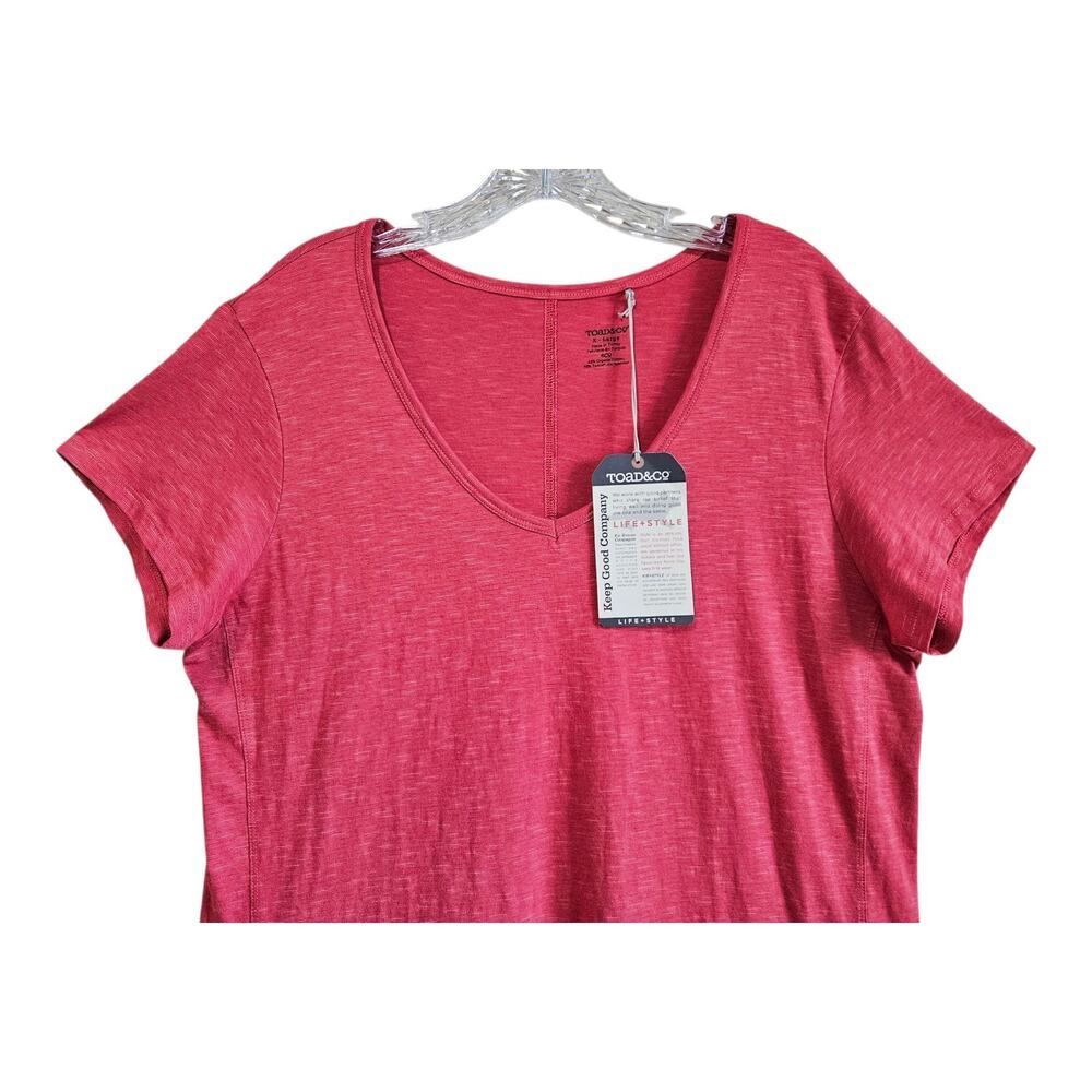 TOAD & CO XL Marley Dress Hibiscus Short Slv Organic Cotton Tencel NEW No Belt - Picture 2 of 8